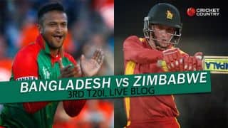 ZIM win by 31 runs, BAN lead series 2-1 | Live Cricket Score, Bangladesh vs Zimbabwe 2015-16, 3rd T20I at Khulna:50 for Sabbir